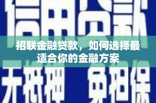 邵阳招联金融贷款，如何选择最适合你的金融方案