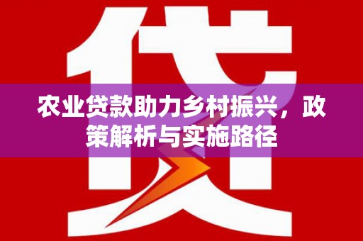 廉江农业贷款助力乡村振兴，政策解析与实施路径