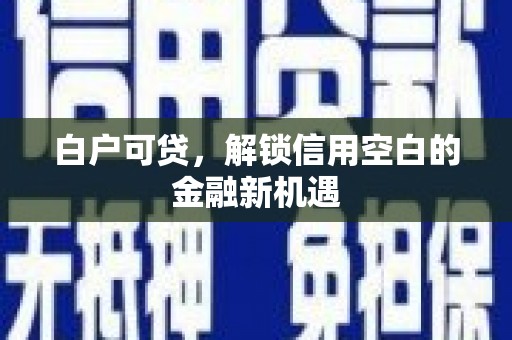 玄武白户可贷，解锁信用空白的金融新机遇