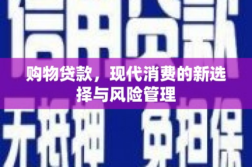 吉木萨尔购物贷款，现代消费的新选择与风险管理