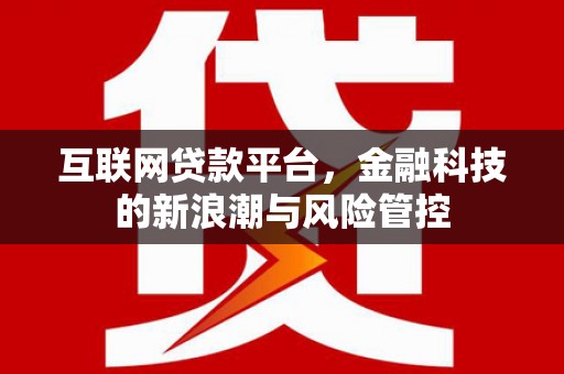 弥陀互联网贷款平台，金融科技的新浪潮与风险管控