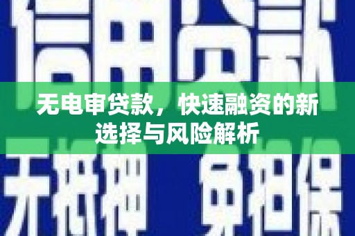 嘉黎无电审贷款，快速融资的新选择与风险解析